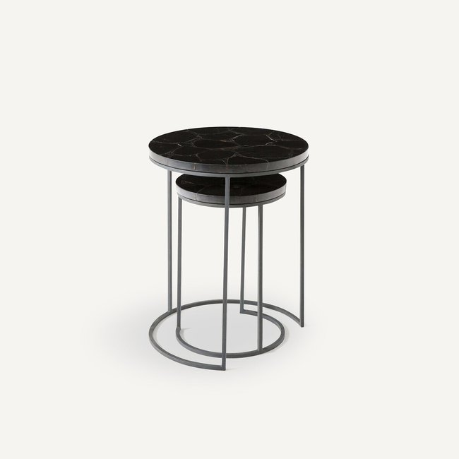 Set of 2 Anaximène Agate & Metal Nesting Side Tables black agate AM.PM