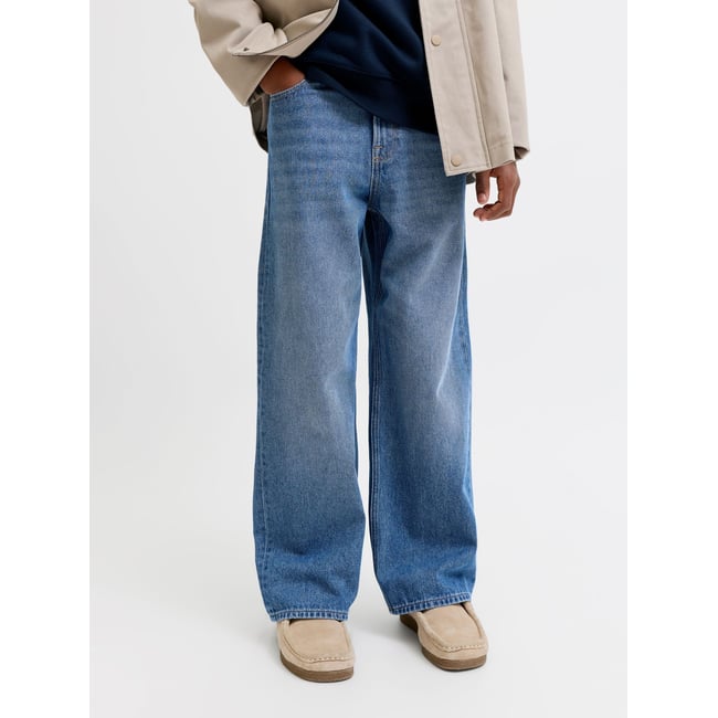 Jean À Coupe Wide blue denim <span itemprop=