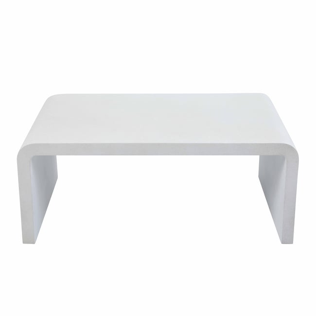 Table basse effet béton lisse rectangulaire 100x60x40 cm, RHODES Couleur blanc <span itemprop=
