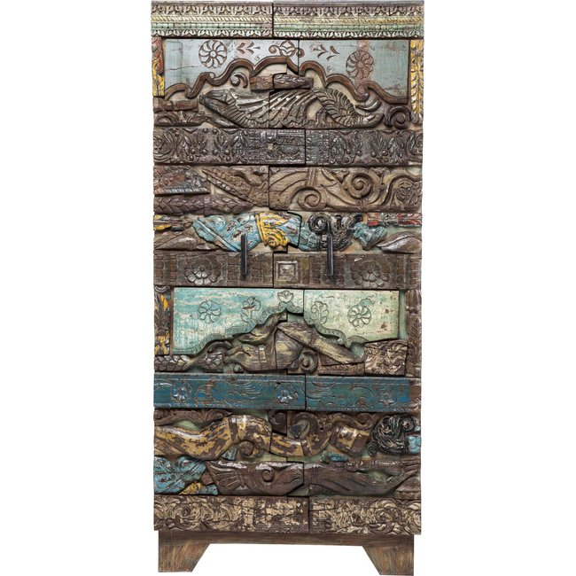 Armoire en manguier, SHANTI PUZZLE Couleur bleu <span itemprop=