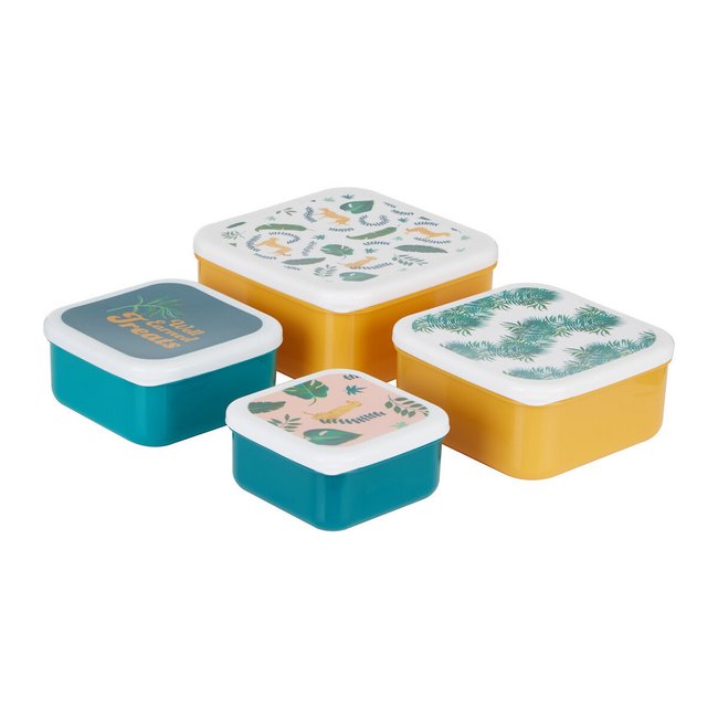 Set of 4 Winter Palm Lunch Boxes, multi-coloured, SO'HOME