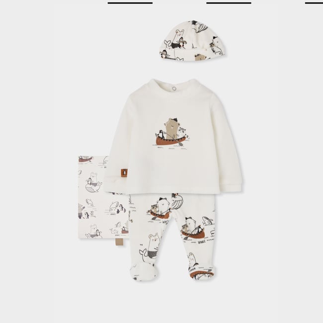 Ensemble bébé maille imprimé animaux multicolore <span itemprop=