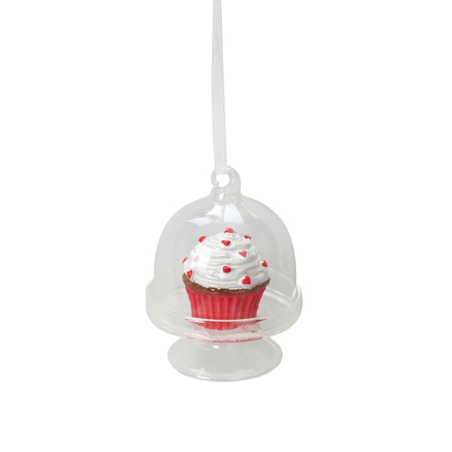 Boule de Noël transparente avec gâteau rouge – 6 x 8 cm Couleur transparen <span itemprop=