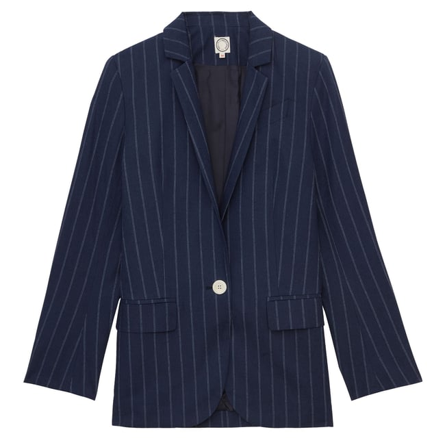 Veste Bruna en lin mélangé marine blue navy <span itemprop=
