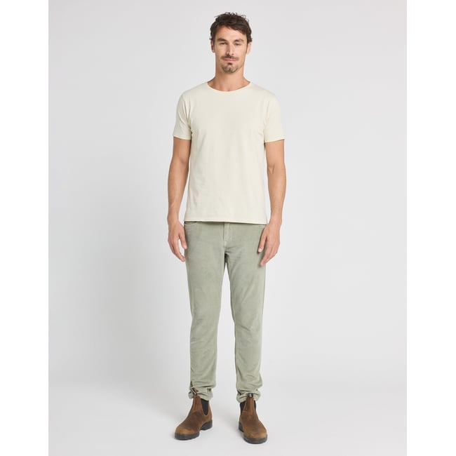 PANTALON REGULAR VELOURS CALIX vert pale <span itemprop=