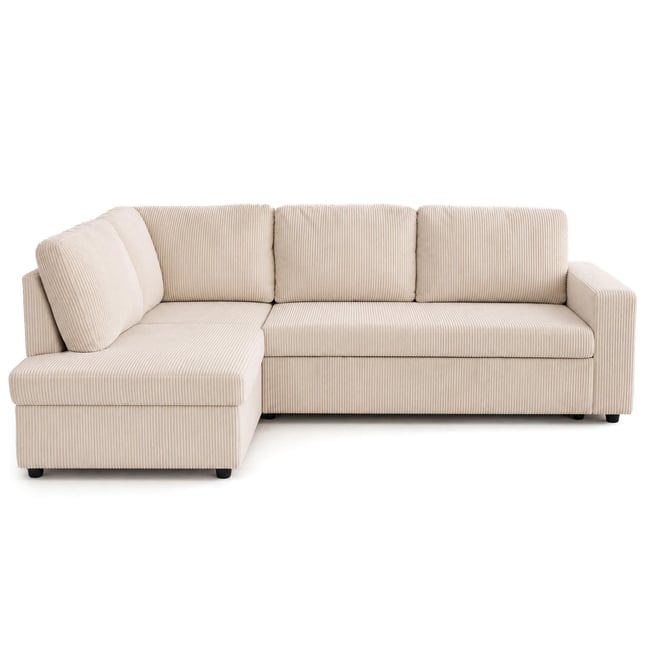 Canapé d'Angle Convertible en Velours côtelé 5 places - MEIYA Couleur beige <span itemprop=
