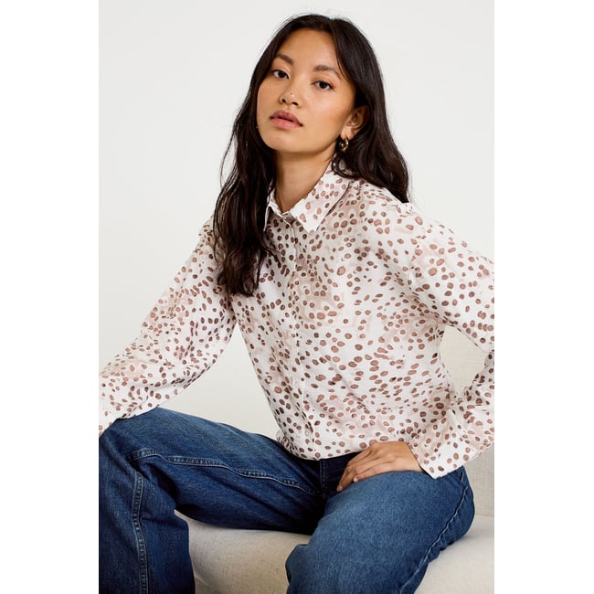 Chemise droite manches longues blanc <span itemprop=