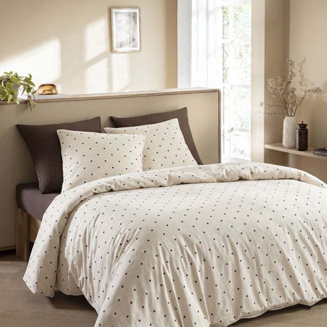 Parure de lit coton blanc  - POIS - TERRE DE NUIT