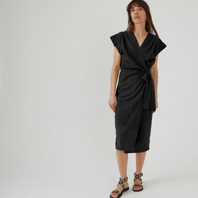 Robe droite portefeuille noir <span itemprop=