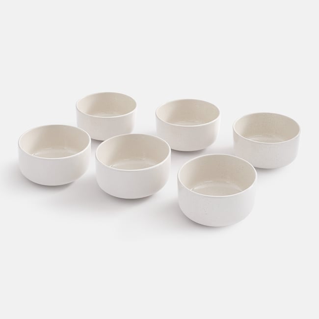 Lot de 6 bols en grès moucheté, TECKA Couleur ecru <span itemprop=