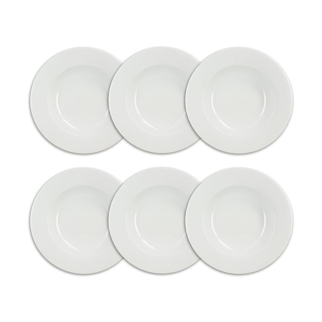 Lot de 6 assiettes creuses 22,5cm en porcelaine, THERA Couleur blanc <span itemprop=