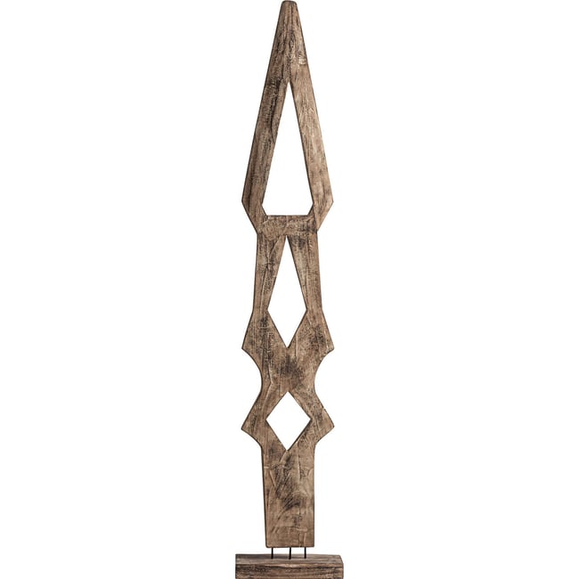 Sculpture ethnique en bois de suar Couleur marron vieilli <span itemprop=
