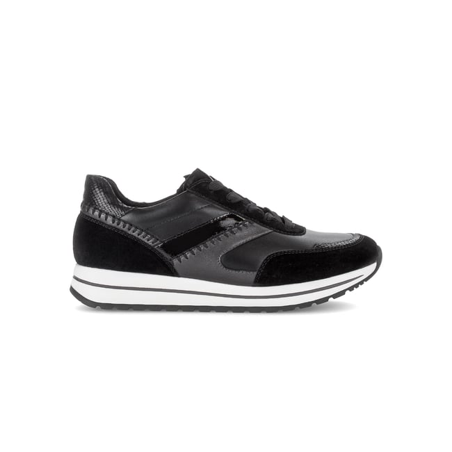 Baskets en cuir à talon compensé noir <span itemprop=
