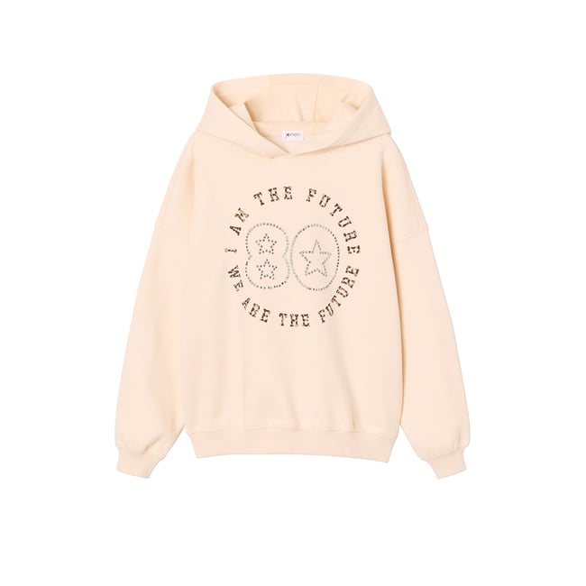 Sweat à capuche écru <span itemprop=