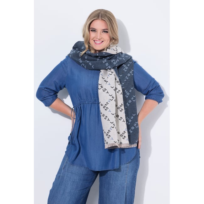 Écharpe double face à motif Smyle marine <span itemprop=