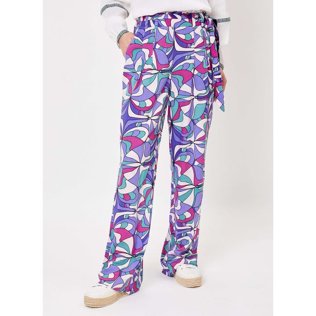 Pantalon fluide ample ceinturé COOL violet mouve <span itemprop=