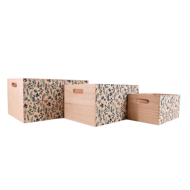 Set de 3 caisses fleuries Liberty en bois Couleur naturel <span itemprop=