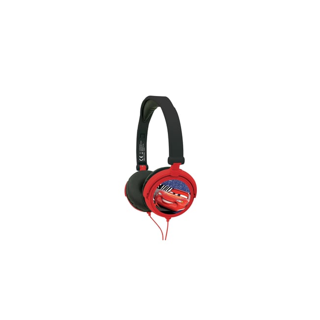 Casque stéréo filaire pliable avec limitation de volume d'écoute Disney Cars rouge <span itemprop=