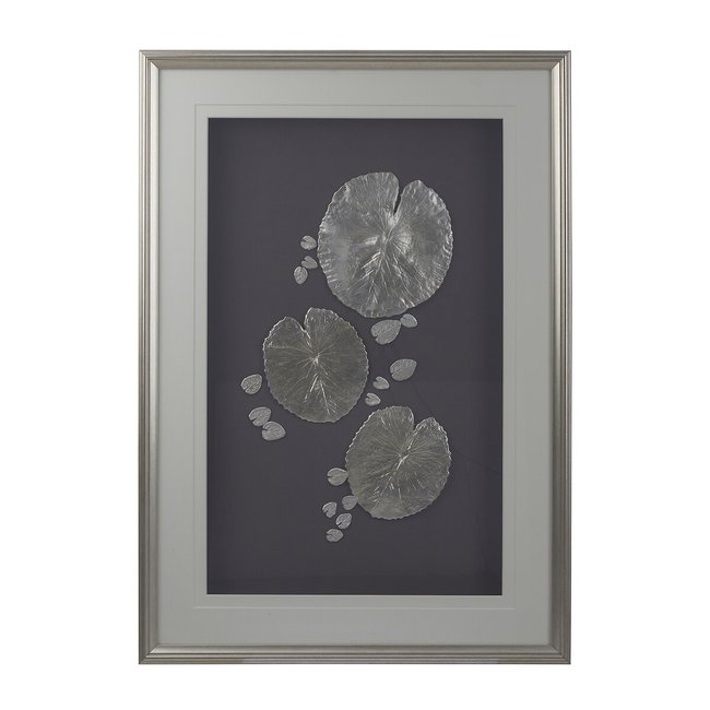 Contemporary Silver Leaf Design Framed Wall Art, silver-coloured, SO'HOME