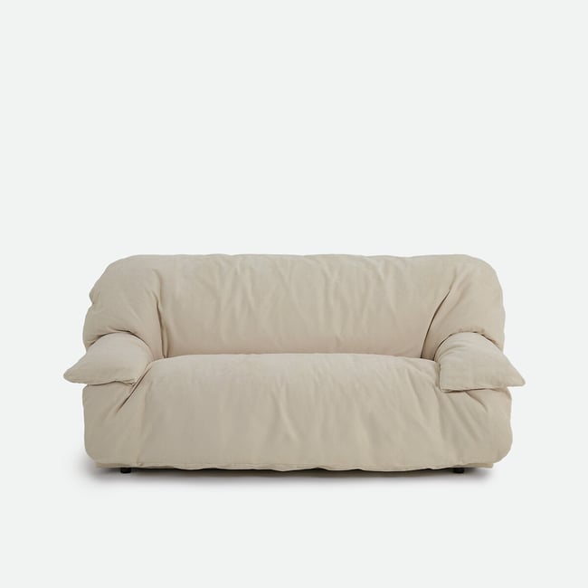 Divano lineare a 2 o 3 posti, in ciniglia fine, BACKY beige LA REDOUTE INTERIEURS
