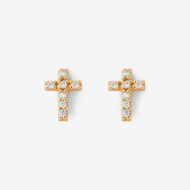 Boucles d'oreilles croix - argent garanti et zircon v019843 <span itemprop=
