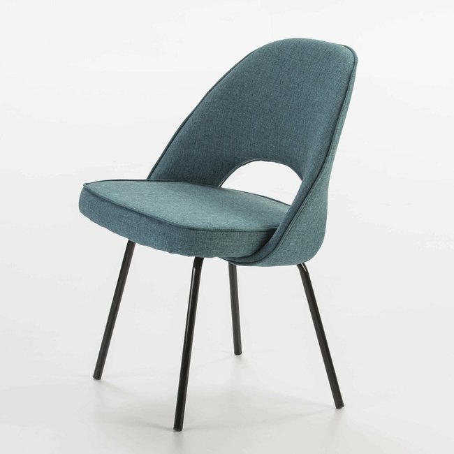 Chaise en métal et toile, Ahigal Couleur noir, bleu <span itemprop=