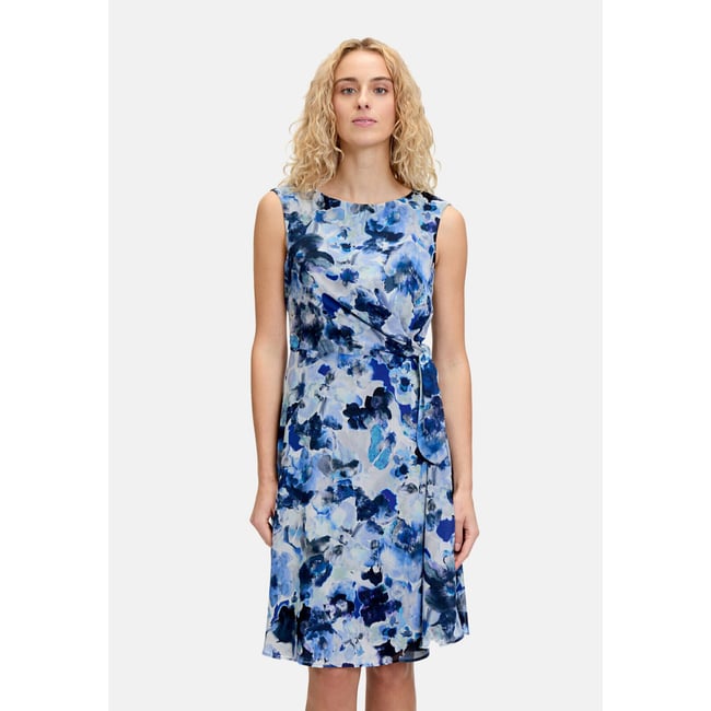 Robe de cocktail à ceinture à nouer bleu foncé/bleu <span itemprop=