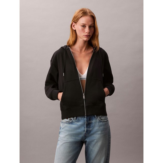 Sweat zippé à capuche noir <span itemprop=
