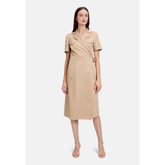 Robe portefeuille à col light taupe <span itemprop=