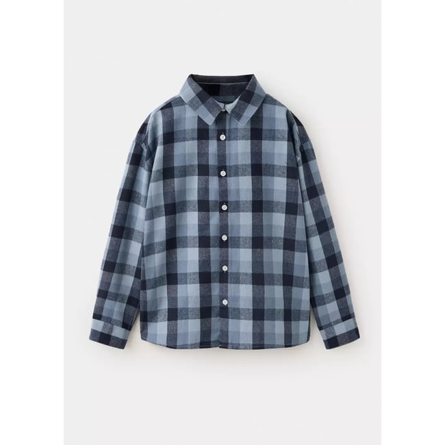 Chemise à carreaux poche bleu marine <span itemprop=