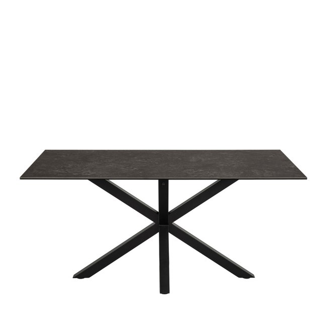 Table à manger 6 personnes en céramique et métal- EURAME Couleur noir <span itemprop=