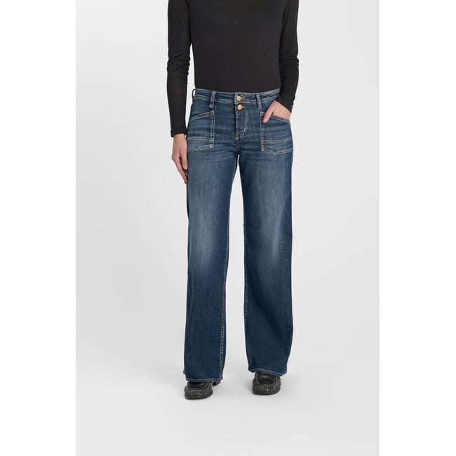 Jeans loose, large wide leg , longueur 34 blue <span itemprop=