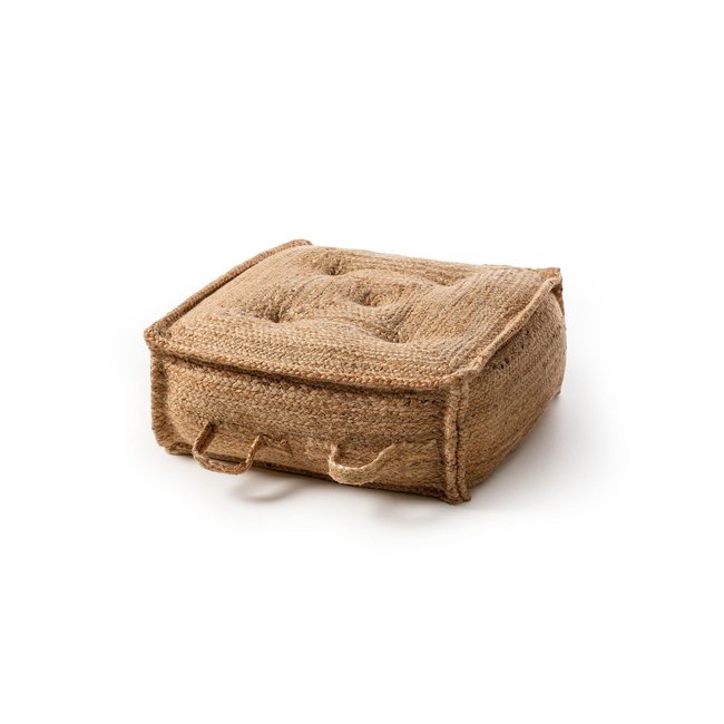 Coussin de sol en laine fait main JUTTA Couleur marron clair <span itemprop=