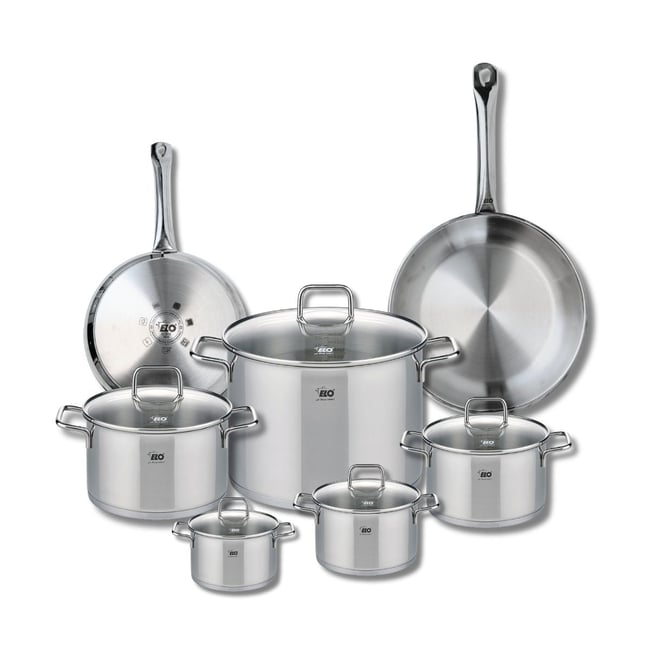 2 poêles 24/28cm + 5 faitouts 12/14/16/20/26cm PROFI CITRIN gris <span itemprop=