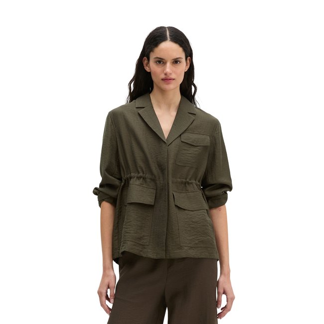 Survêtement régulier en mélange viscose-lin marron foncé <span itemprop=