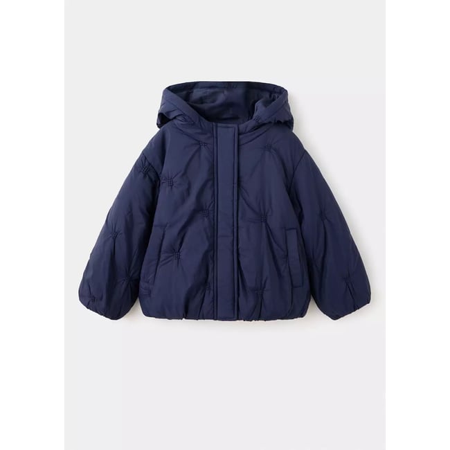 Anorak matelassé à capuche bleu marine <span itemprop=