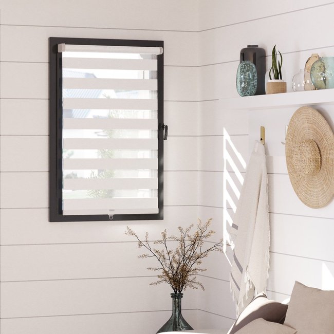Store enrouleur jour nuit chic automatique blanc <span itemprop=