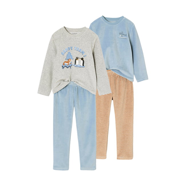 Lot de 2 pyjamas bleu ciel <span itemprop=