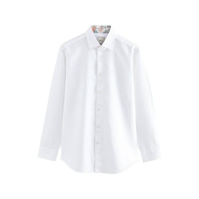 Pochette/chemise d'été habillée en coton texture blanche <span itemprop=