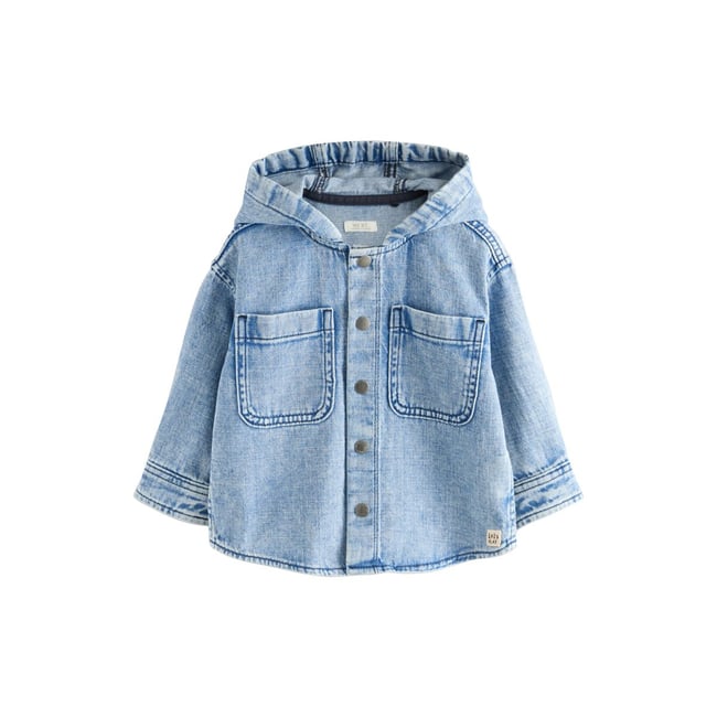 Surchemise en denim à capuche bleu moyen <span itemprop=