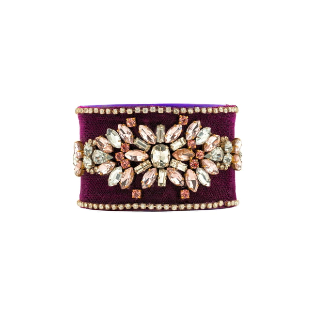 Bracelet manchette réglable perles MYLOS violet <span itemprop=
