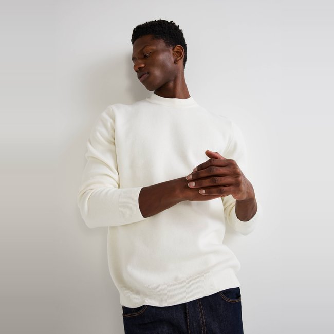 Pull col rond en mélange coton et cachemire - MONOPRIX
