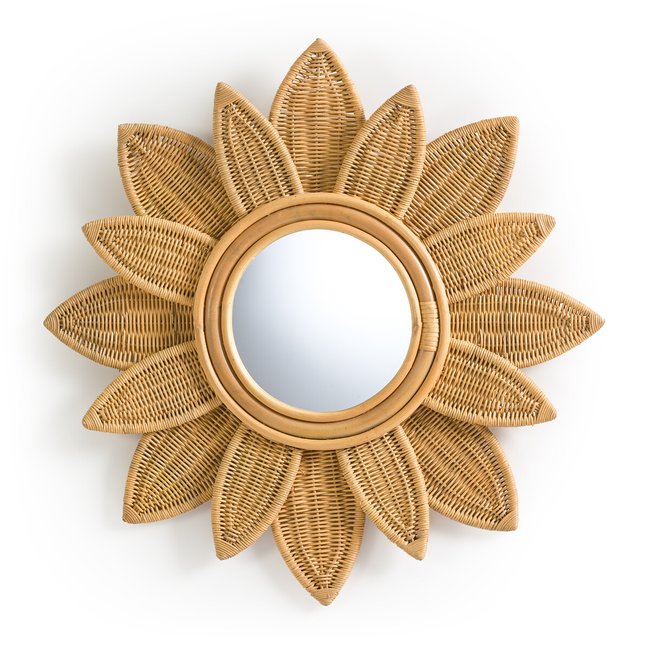 Nogu Floral 60cm Diameter Rattan Mirror, natural, LA REDOUTE INTERIEURS