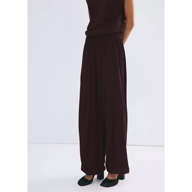 Pantalon balloon maille lie de vin <span itemprop=