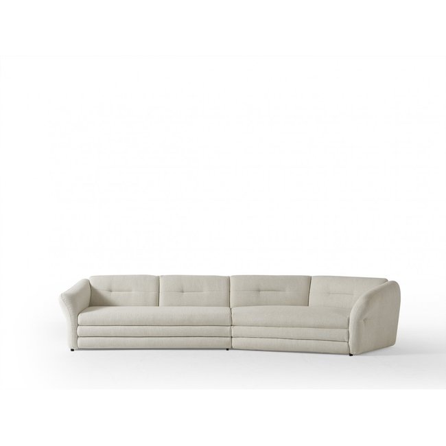 Canapé droit fixe 4 places en tissu chiné, MARBLE Couleur beige <span itemprop=