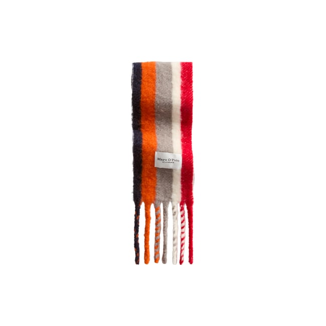 écharpe en laine avec de longues franges rouge <span itemprop=