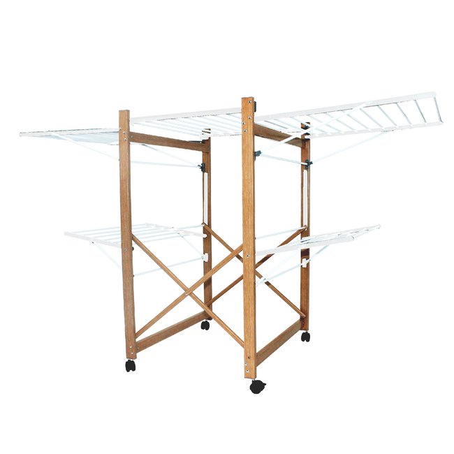 Etendoir à linge pliable USHUAIA XXL bois <span itemprop=