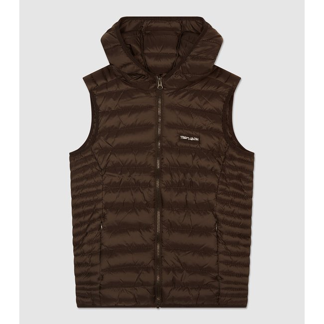 Doudoune sans manches à capuche gris foncé <span itemprop=