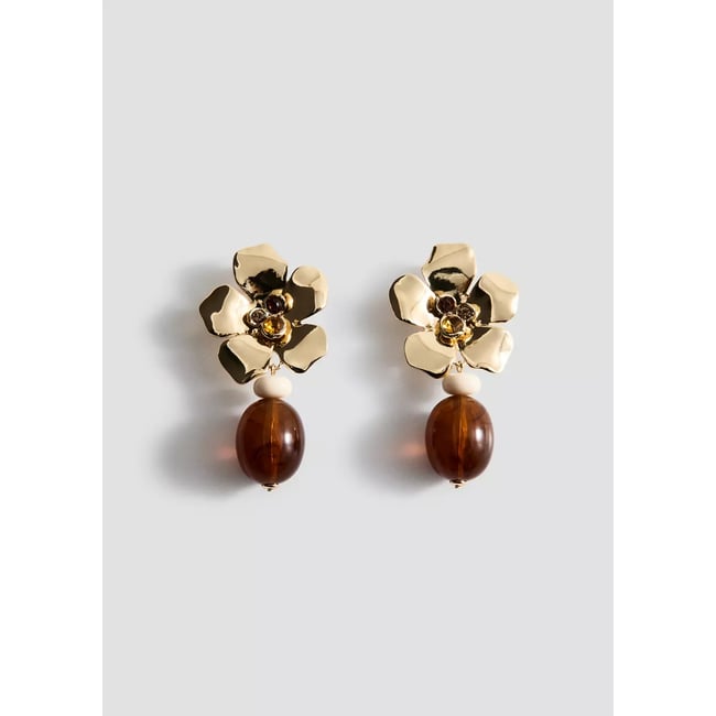 Boucles d'oreilles pendantes fleur or <span itemprop=