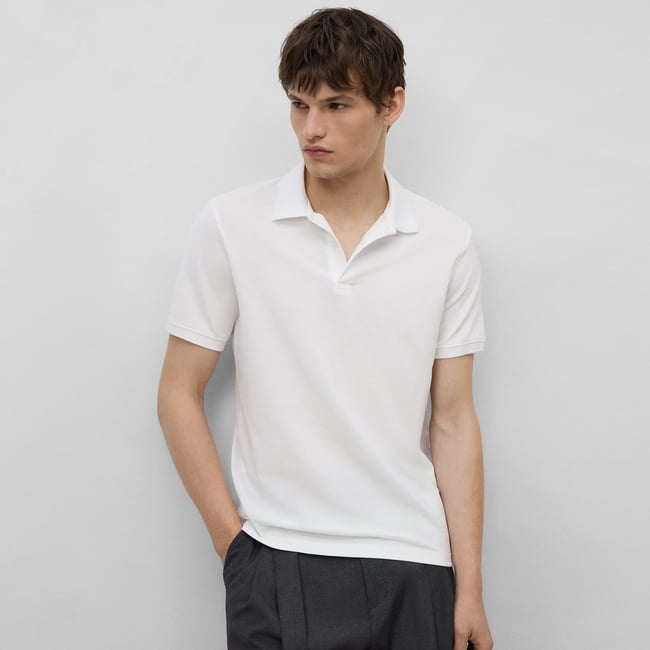 Polo piqué en coton biologique blanc <span itemprop=